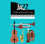 创意国际爵士乐日乐器贺卡