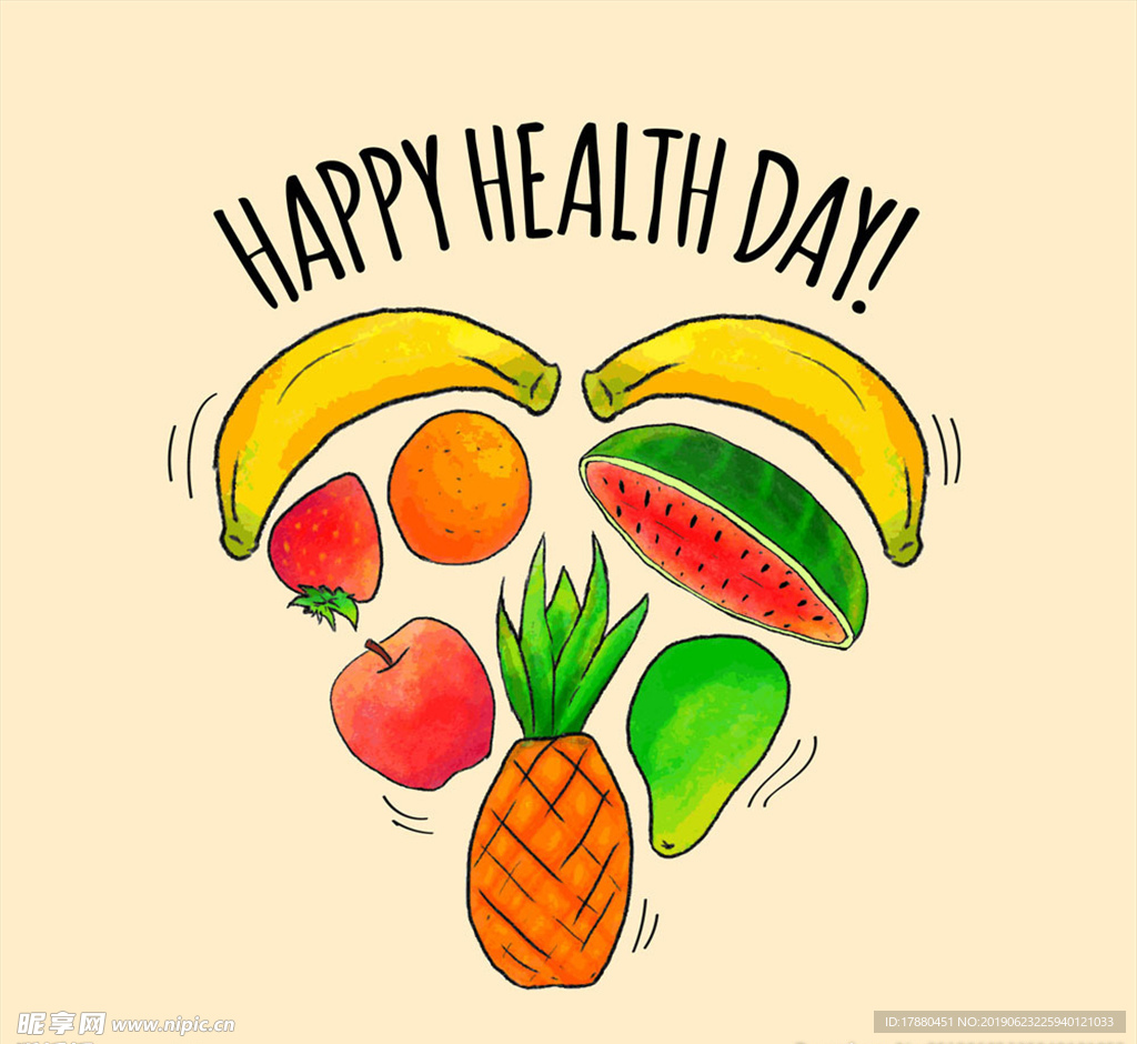 彩绘世界健康日水果爱心