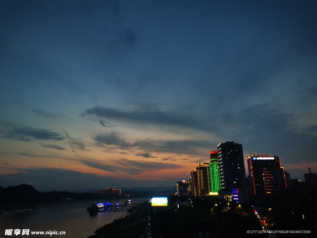 宜昌夜景 沿江大道 江边夜景