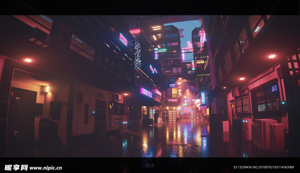 城市街道夜景燈光