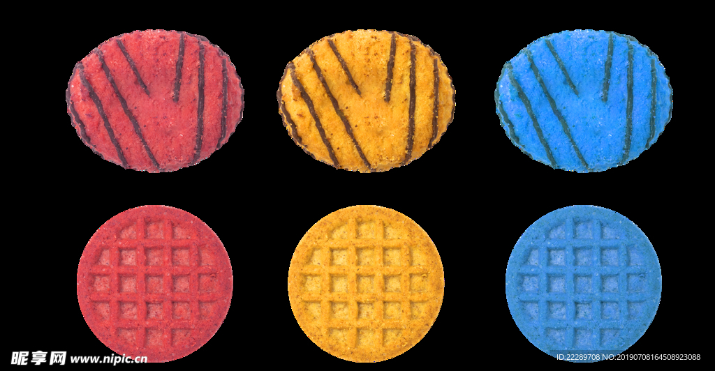 圆形椭圆形饼干红黄蓝