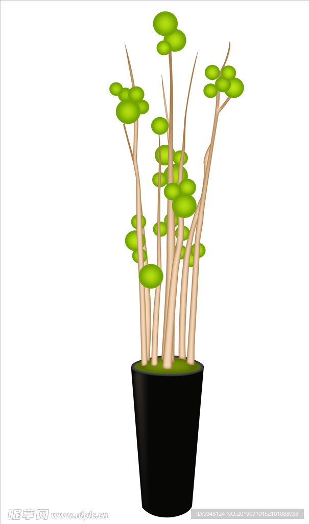 手绘卡通3D绿色植物盆栽图片