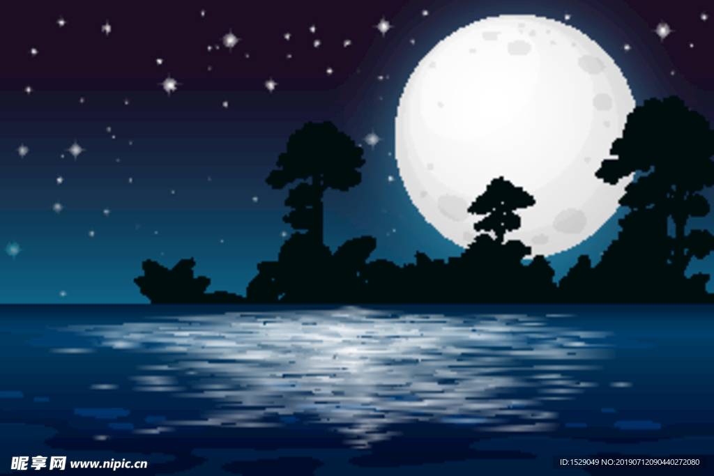 卡通夜晚月亮