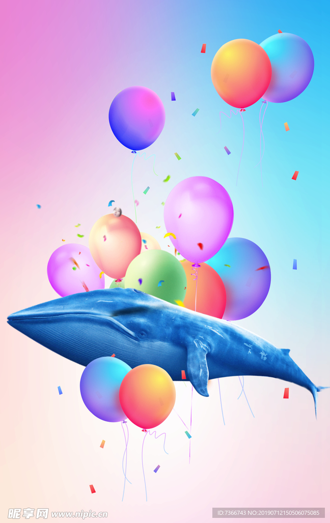 气球 海豚 商业元素 炫彩底纹