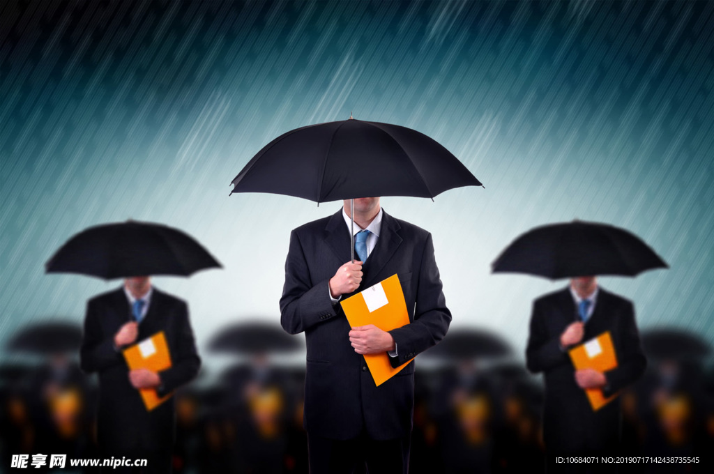 商务办公科技人物雨中打伞