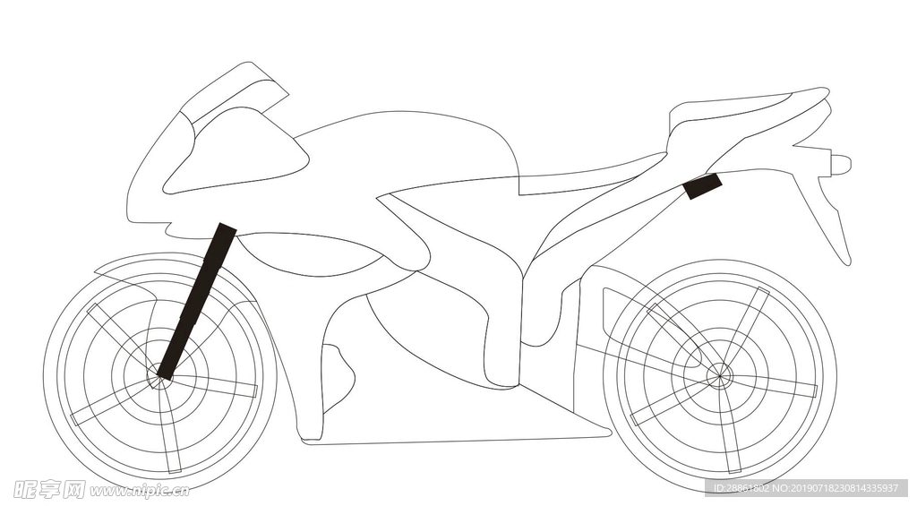 摩托車 飆車 線條圖
