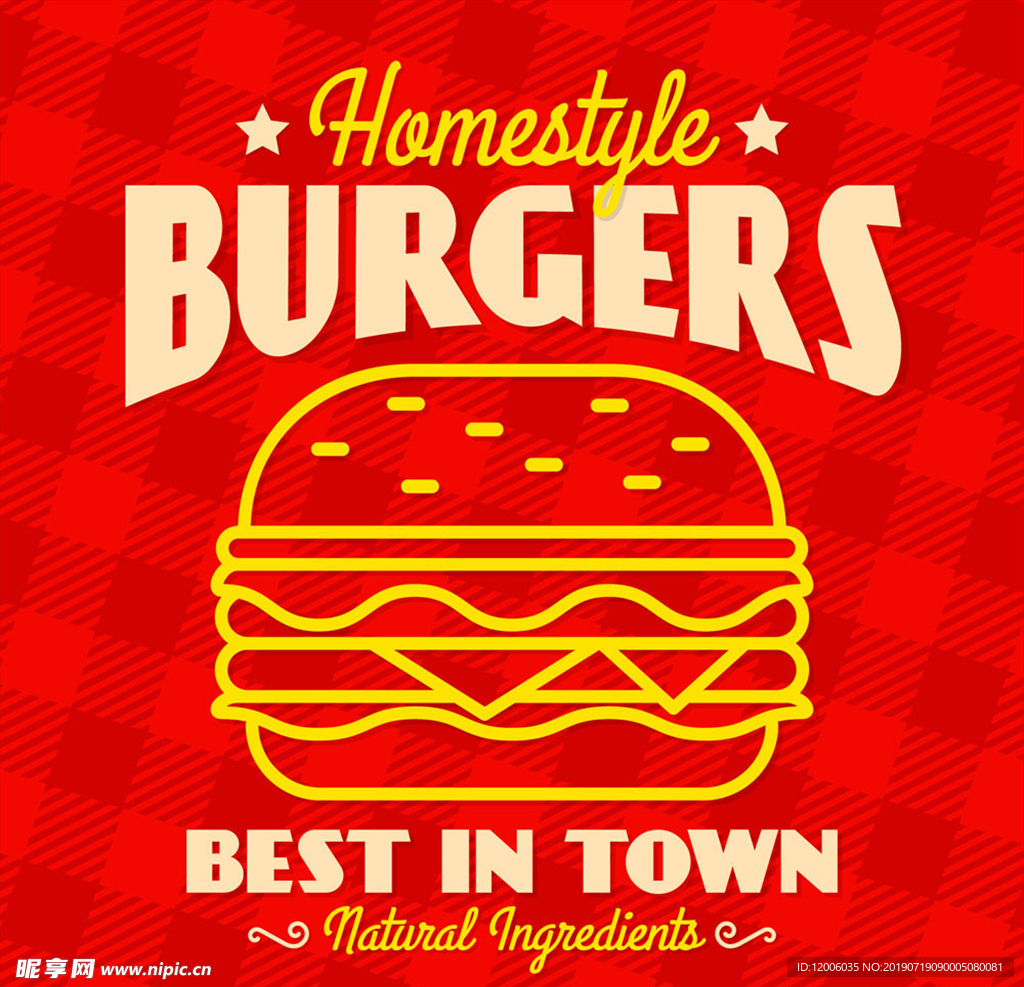 红色汉堡包促销海报