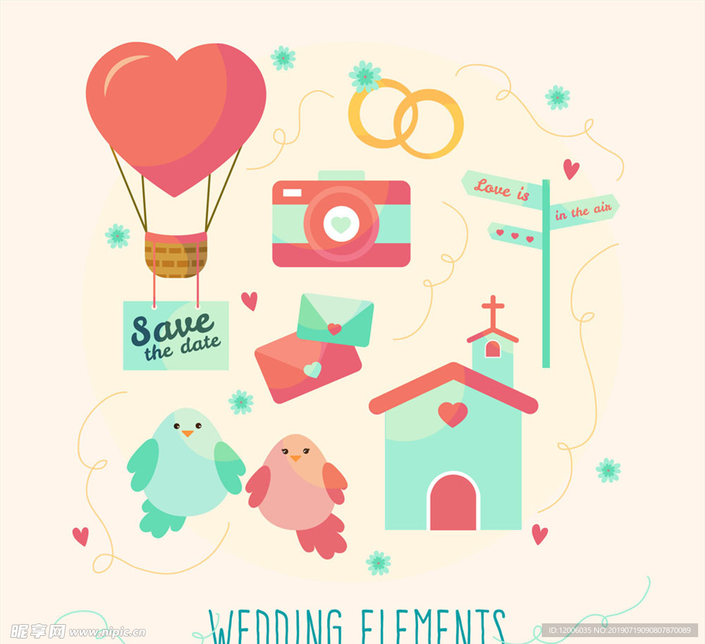 8款可爱婚礼元素