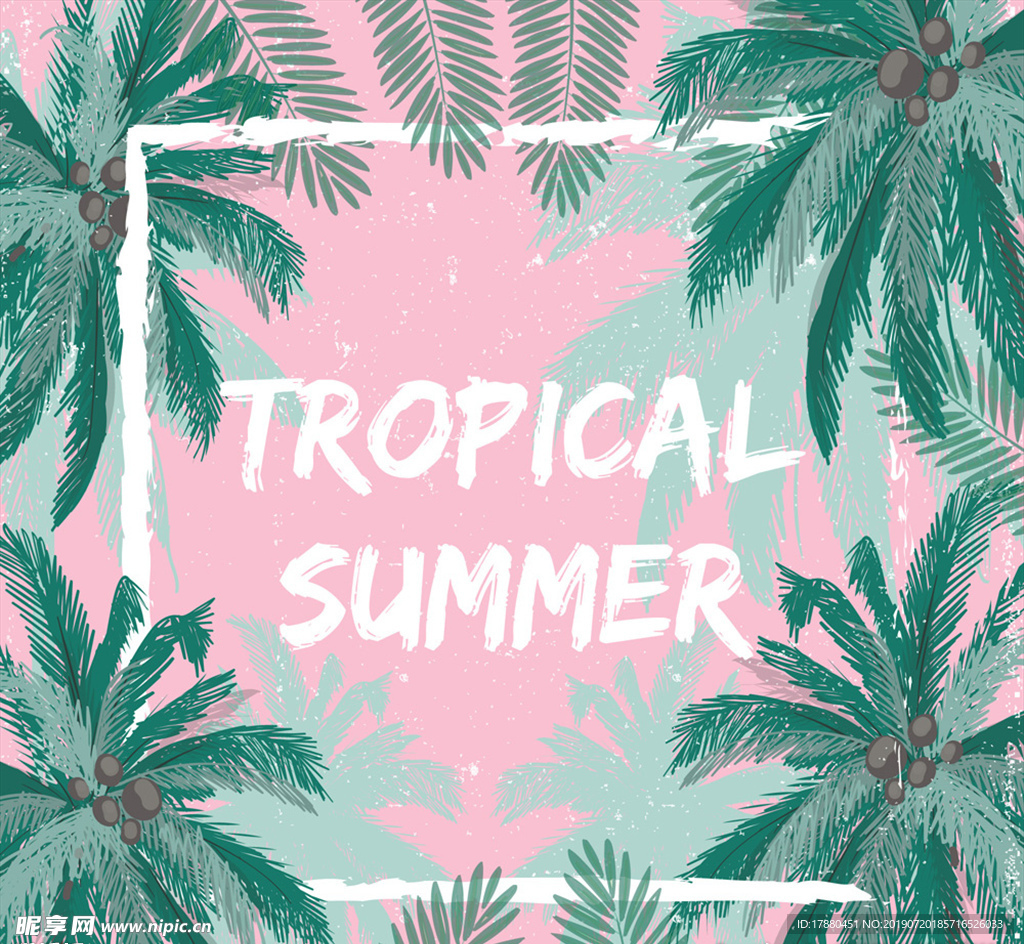 创意夏季热带棕榈树框架