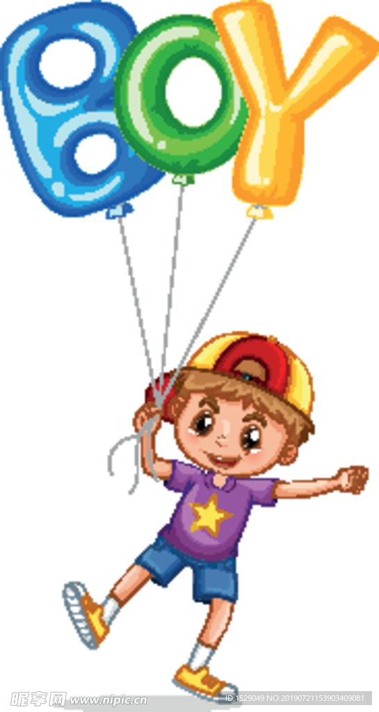 卡通儿童和气球