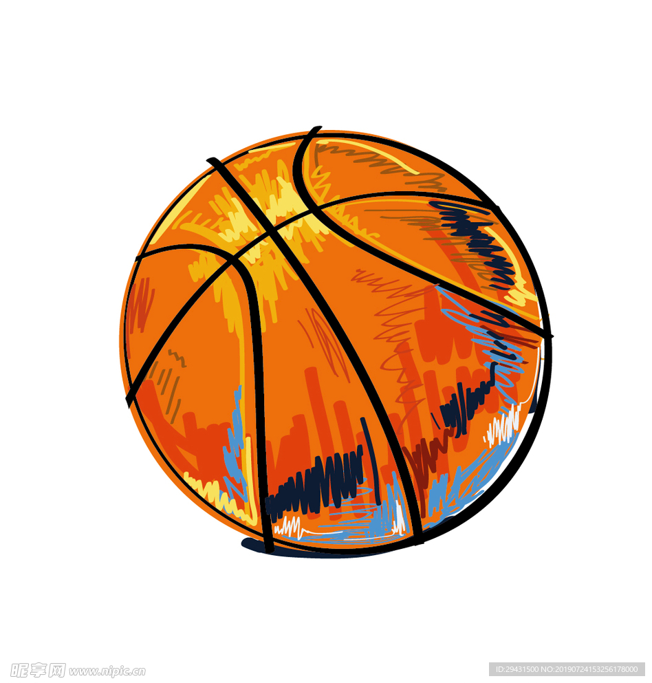 涂鸦篮球矢量素材