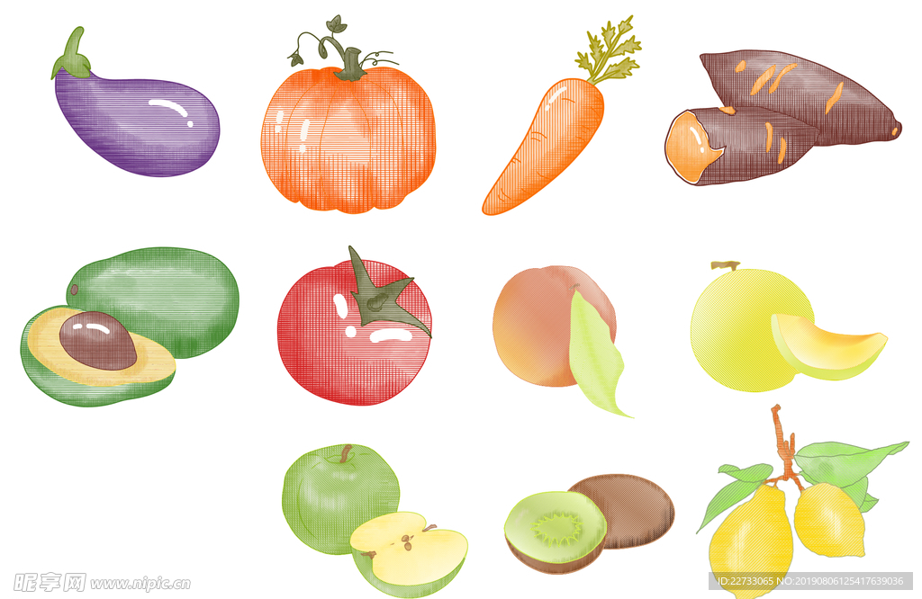 线排蔬菜水果