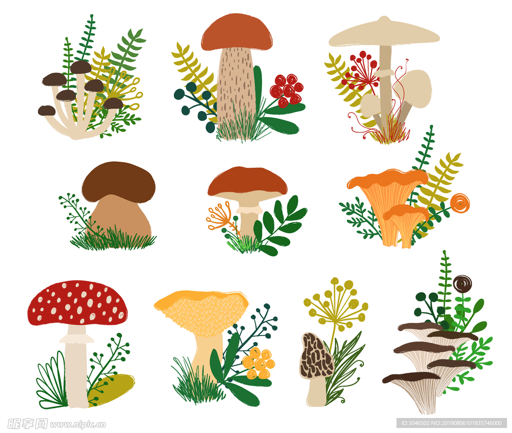 创意蘑菇图案矢量素材