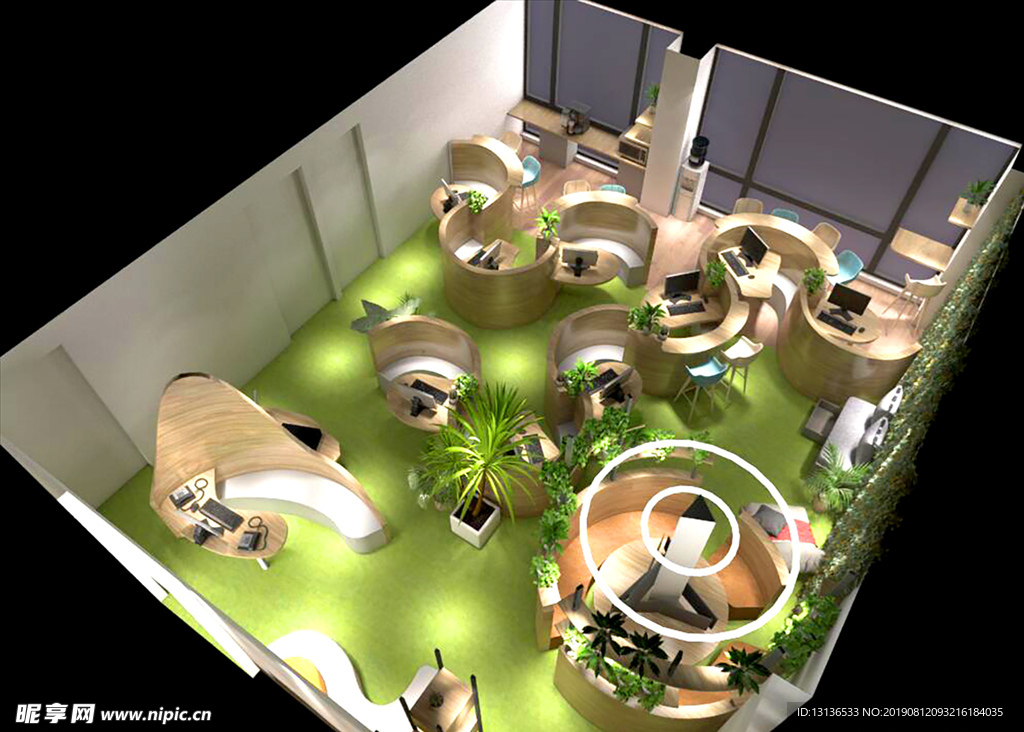 办公区设计室内3d模型