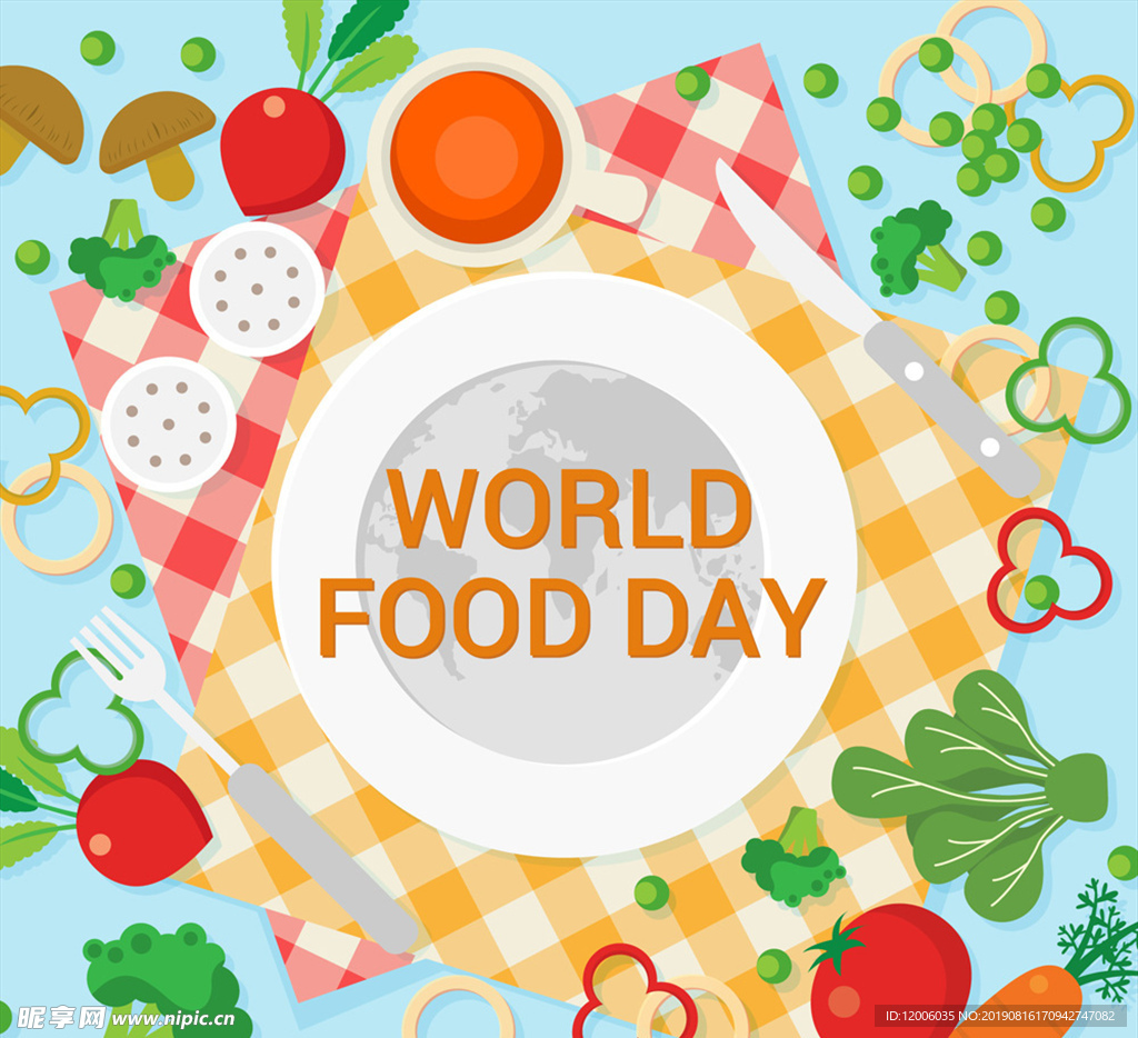 创意世界粮食日餐盘和食物
