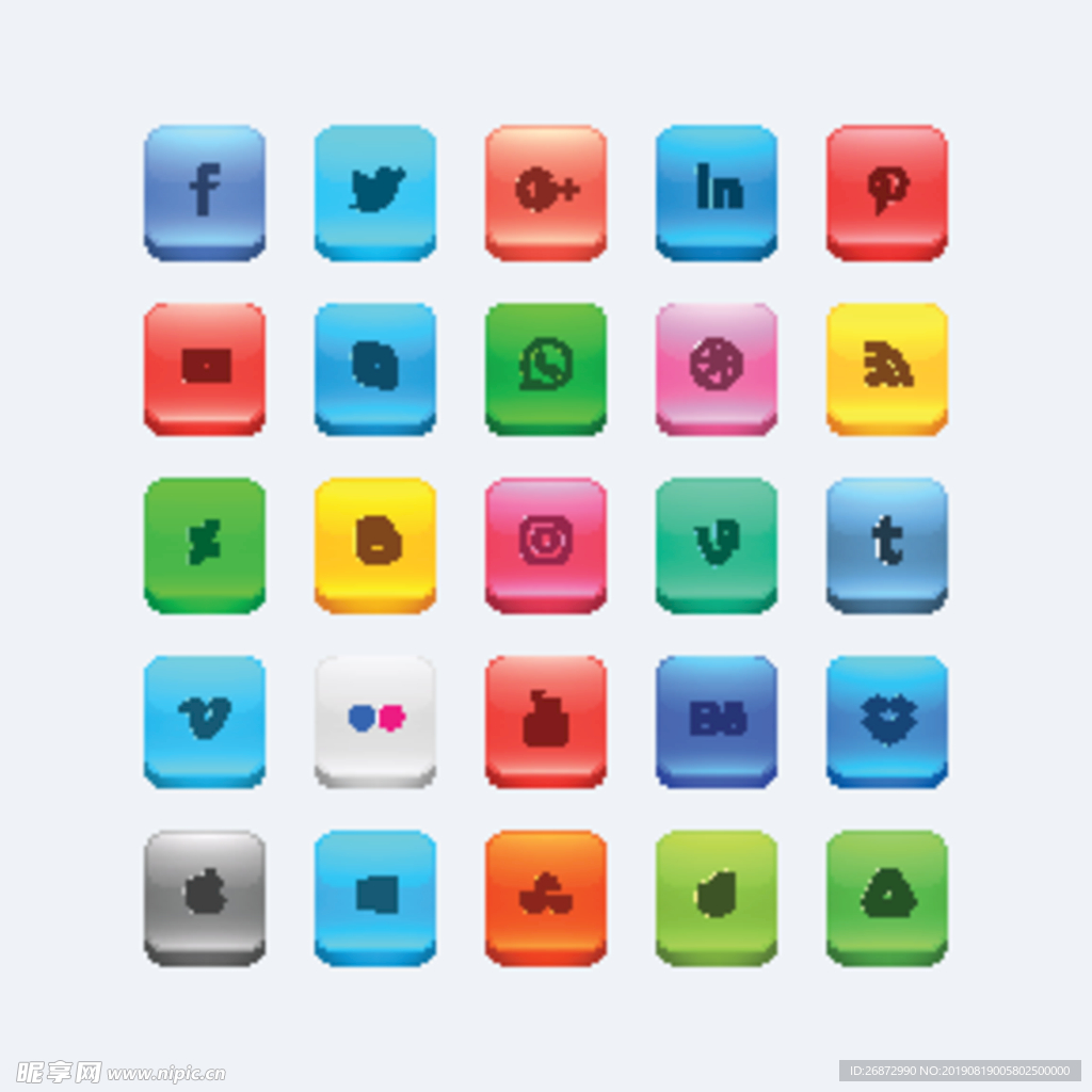 彩色社交媒体图标