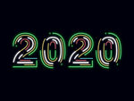 2020鼠年数字霓虹创意艺术字