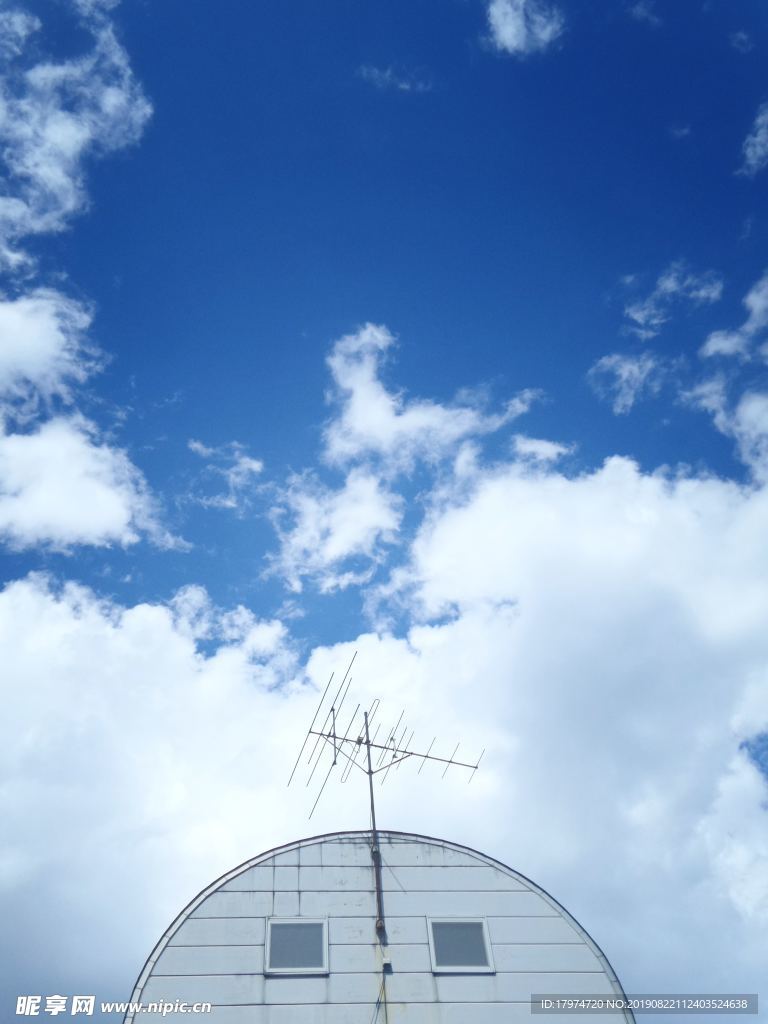 天空 仰視 廣角 藍天 白云