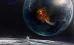 宇宙星空星球宇航员金鱼抽象背景
