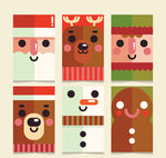 6款扁平化圣诞角色头像卡片