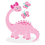 可爱粉色蝴蝶结恐龙