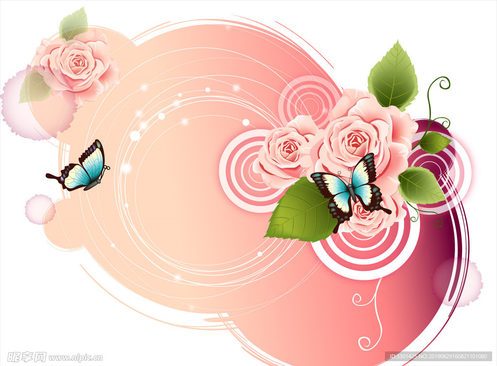 玫瑰花和蝴蝶
