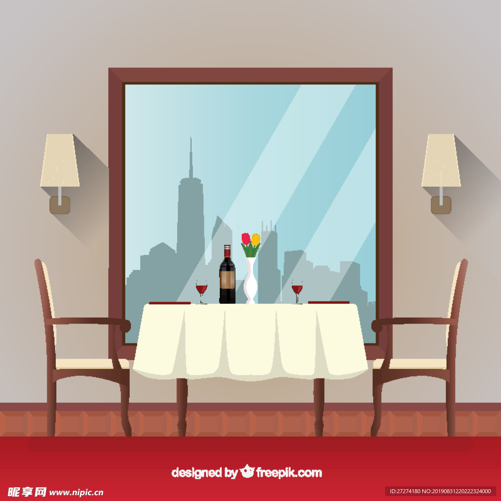 餐厅场景有浪漫的餐桌