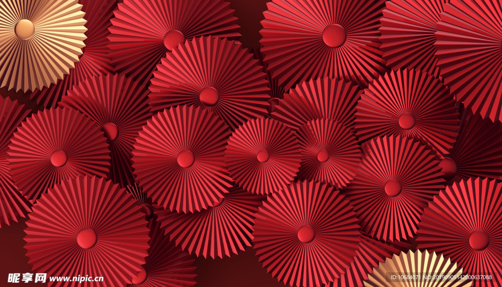高端紅色中國風折扇背景