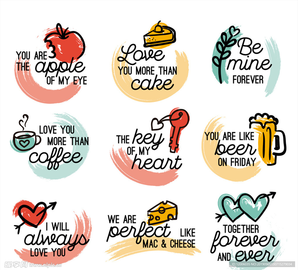 9款彩绘情人节语言标签