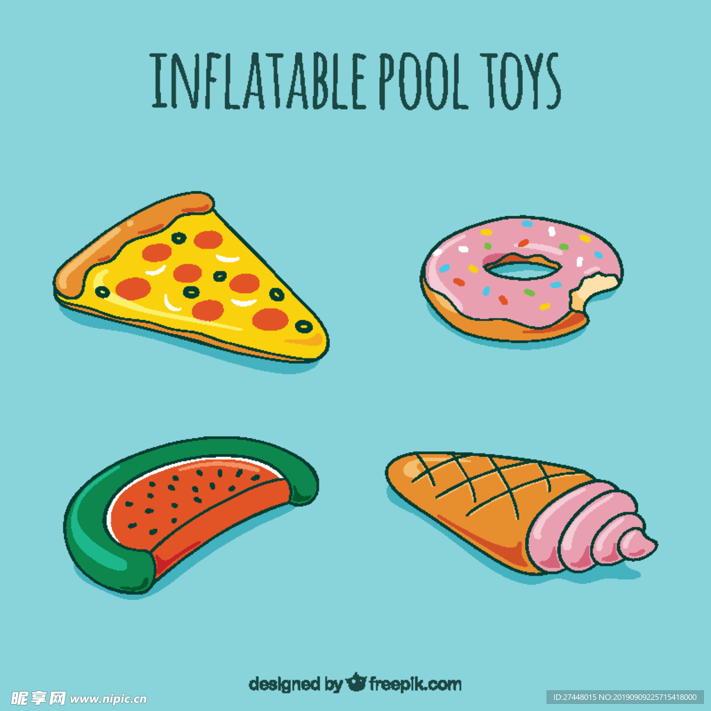 手绘食品充气泳池玩具
