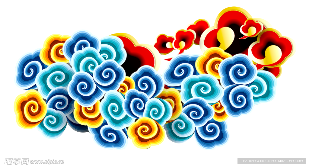 彩色祥云PNG 透明底