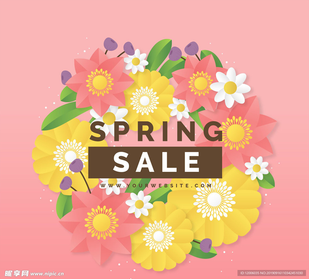创意春季花卉销售海报