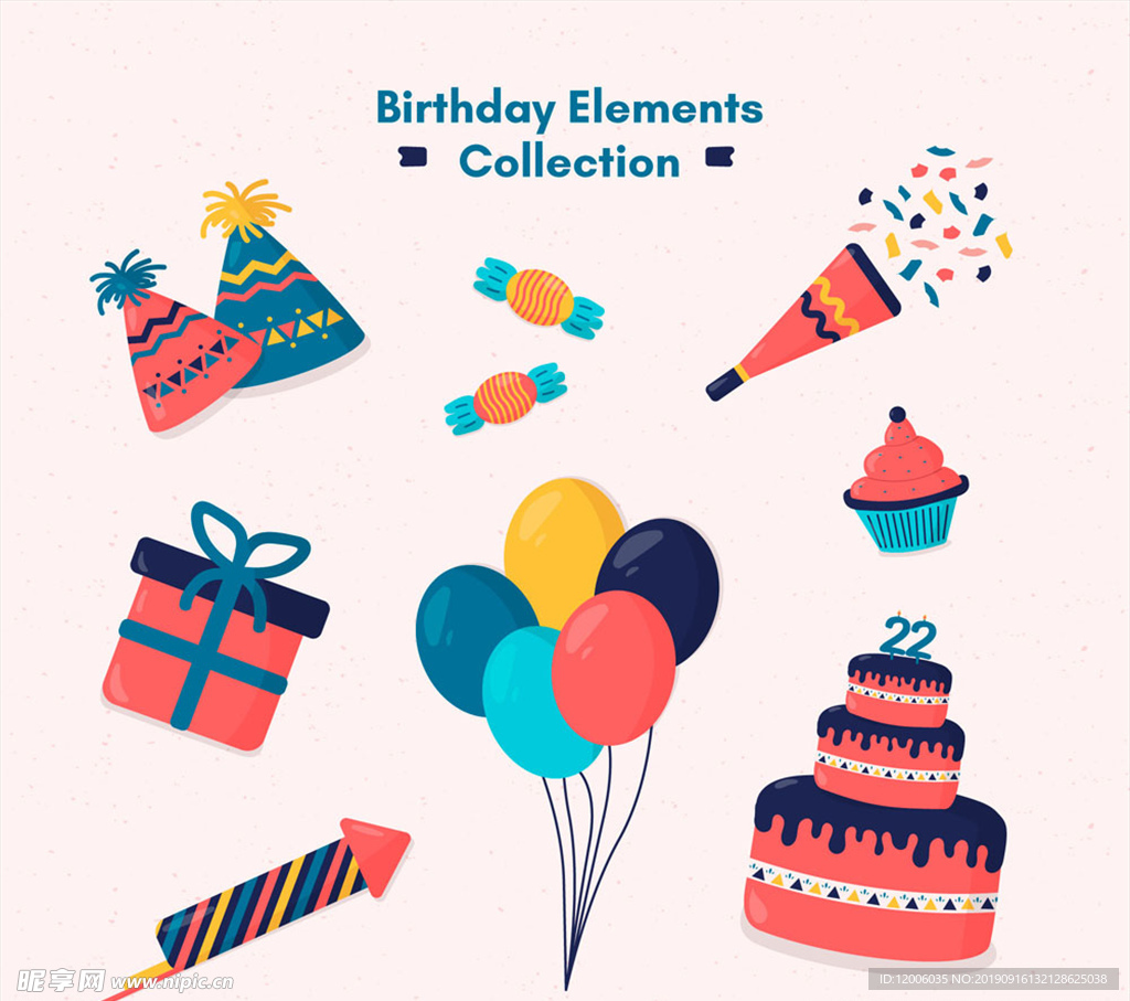 10款彩色生日派对元素设计