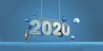 简约蓝色立体2020宣传背景
