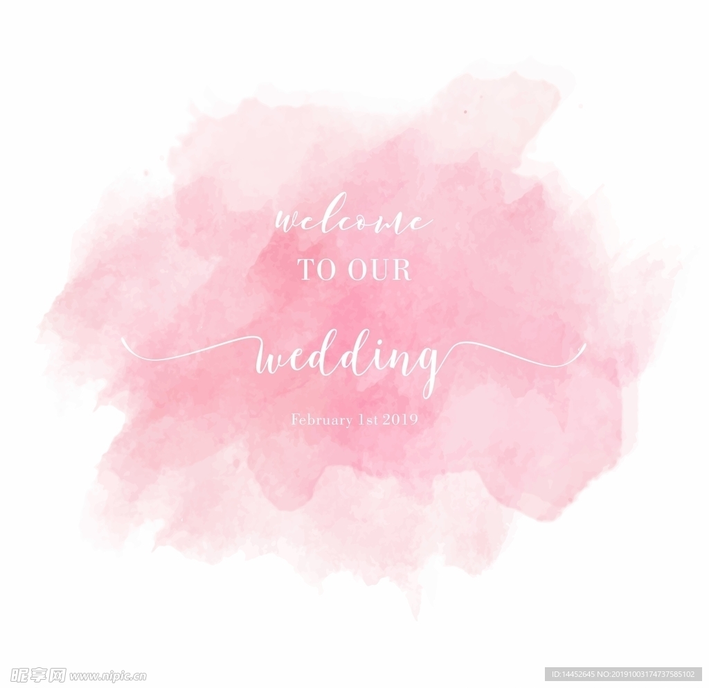 粉色水彩 小清新婚礼 签到背景