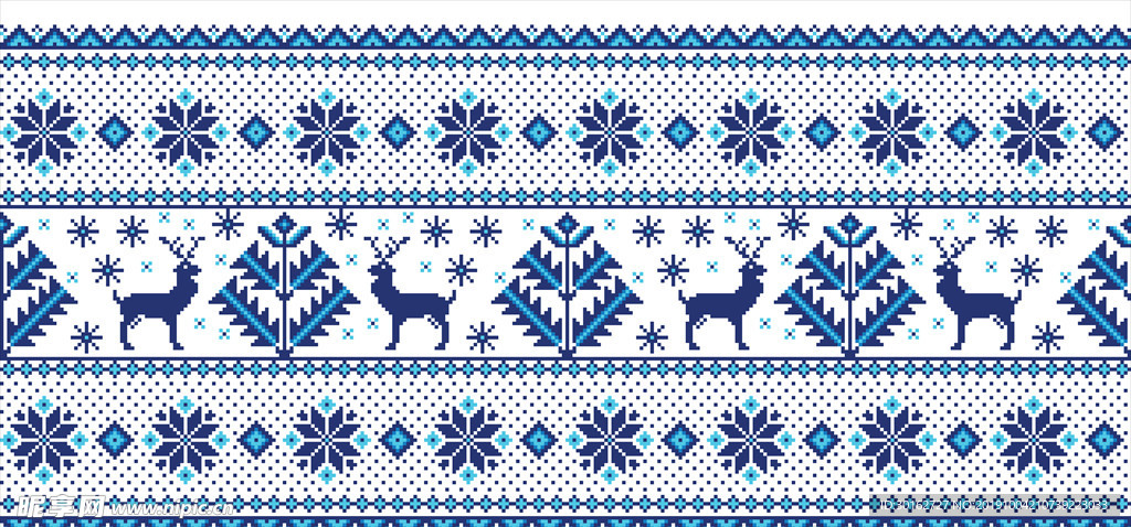 复古冬季针织花纹印花图案设计