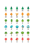 彩色扁平化小树植物图标