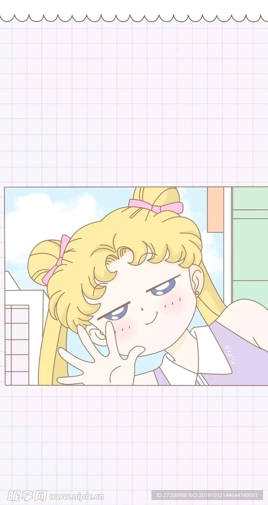 揮手美少女