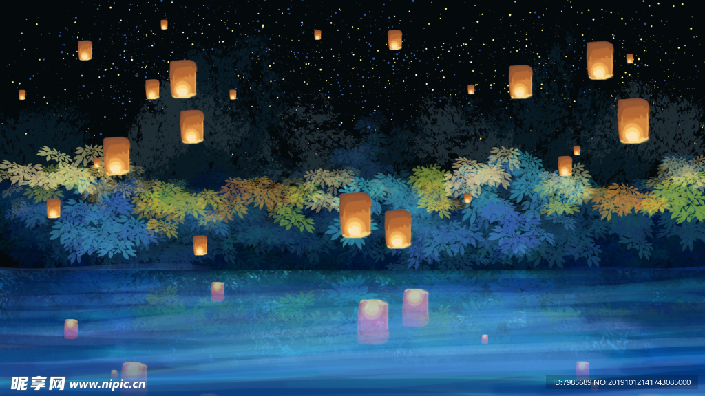 孔明燈 星空