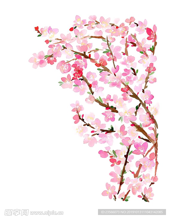 桃花树枝古风图案