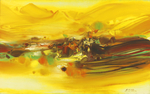 金黄色抽象艺术现代油画