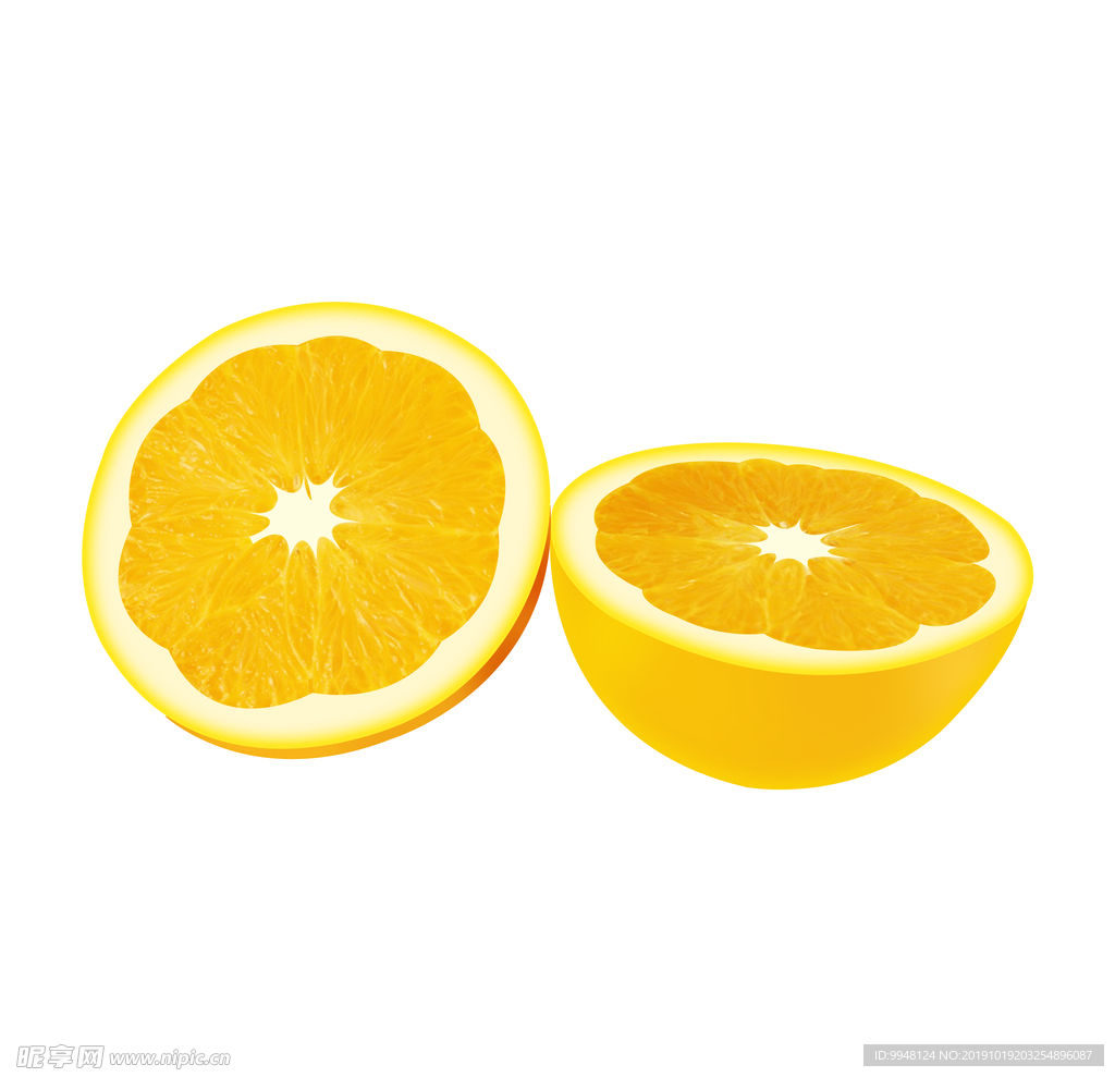 手绘脐橙橘子插画插图