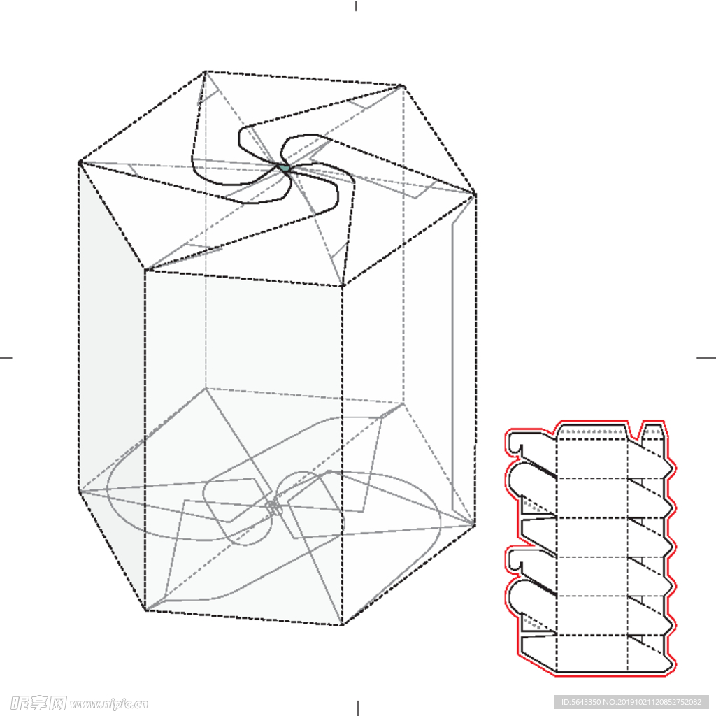 包装盒 立柱盒 刀模图 效果图