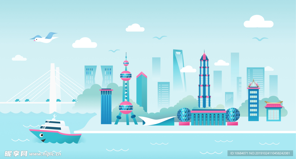 高清矢量上海城市背景