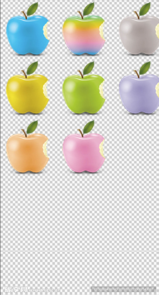 彩色苹果图标png透明背景素材