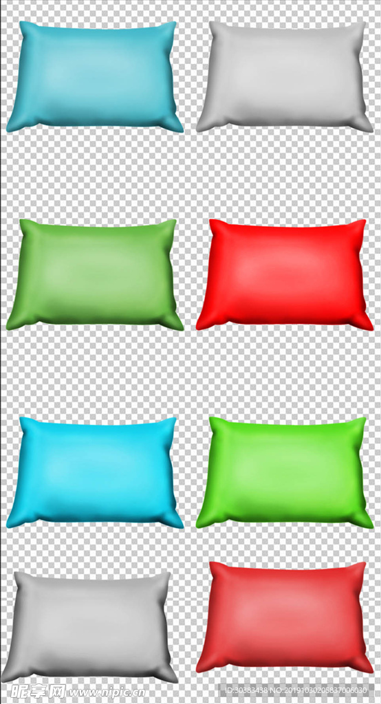 多种颜色的枕头png透明背景