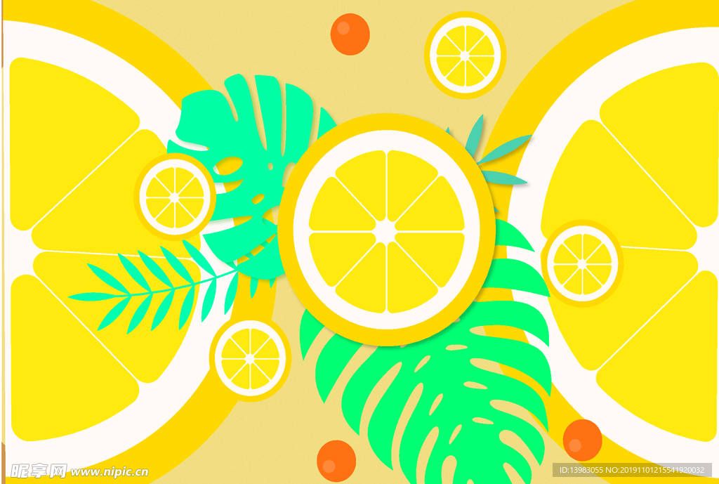 夏季棕榈树叶柠檬
