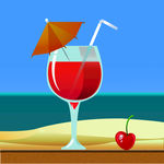 沙滩红酒