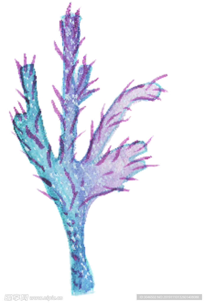 手绘彩色珊瑚花矢量素材