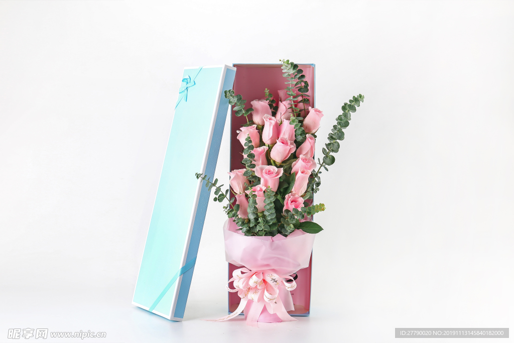粉玫瑰花束礼盒
